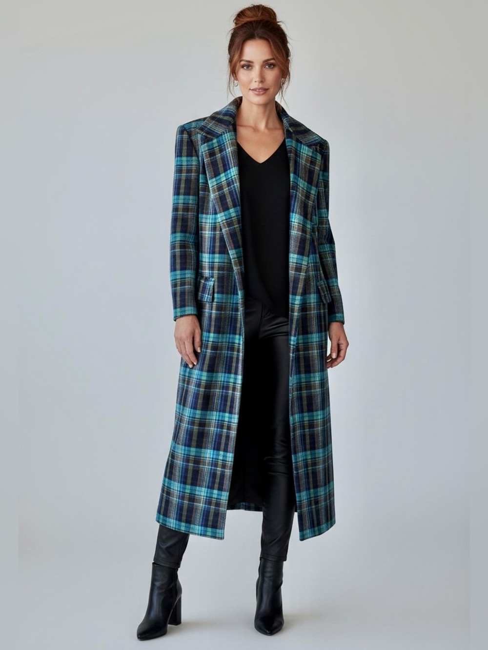 70s Vintage Tartan Duster Preppy Minimalist Coat / S